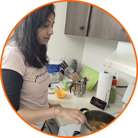 Participant Radhika cooking