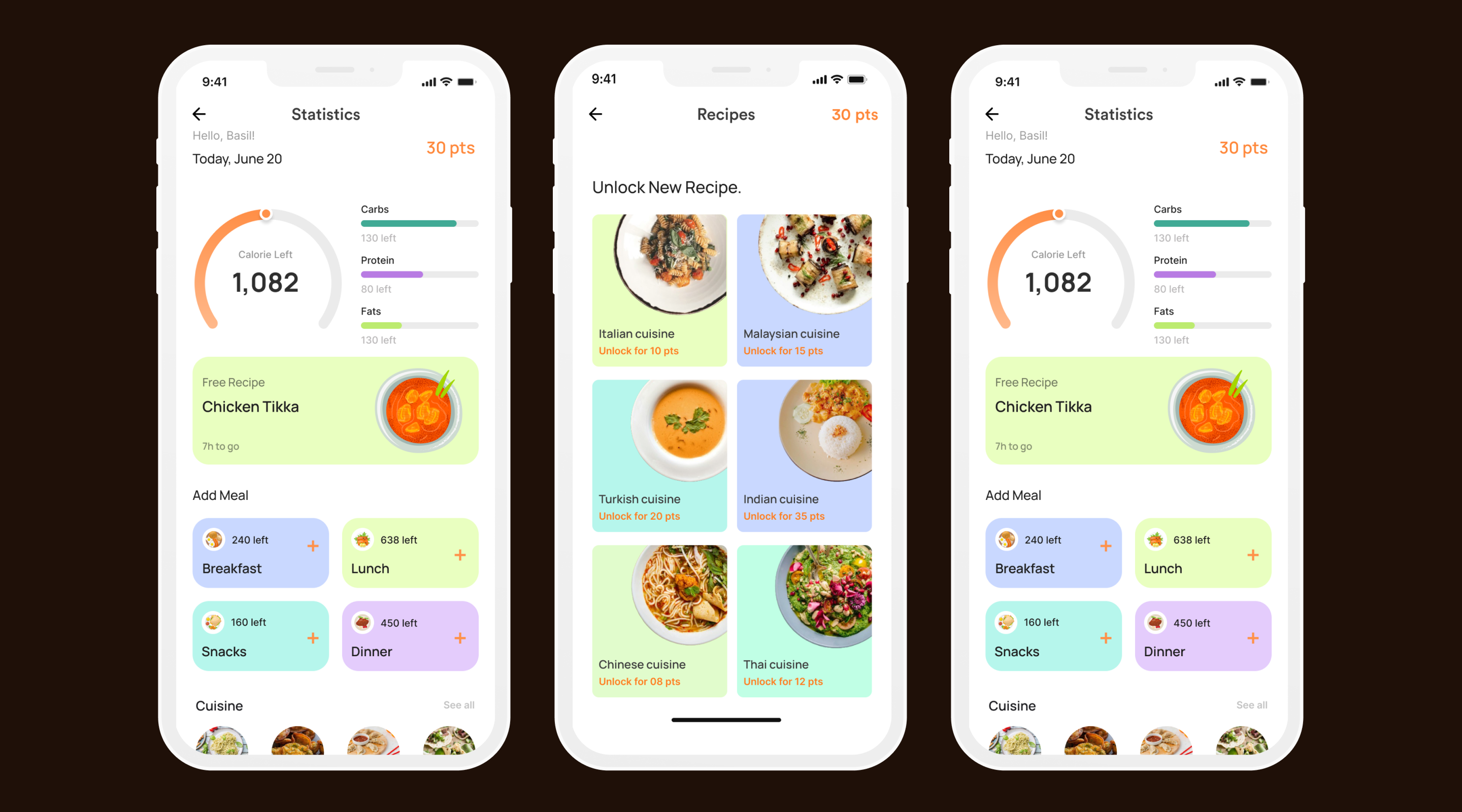 Calorie Wise UI screens