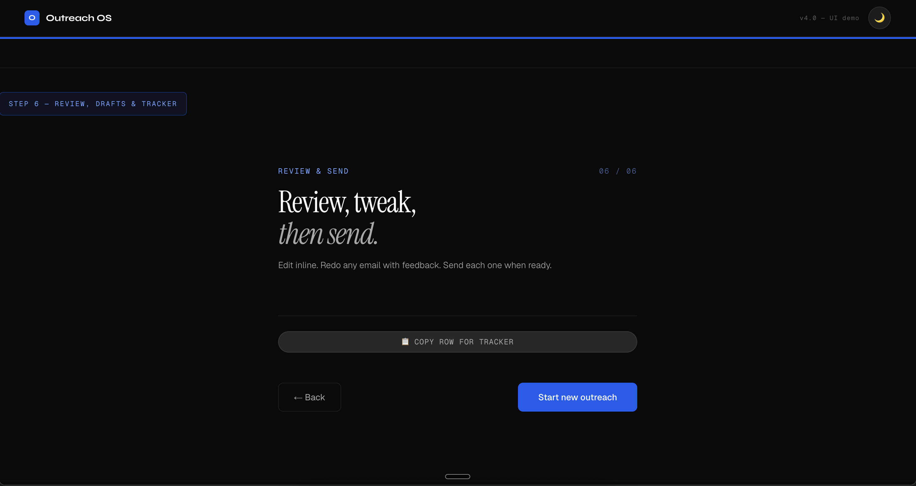 Outreach OS — Complete step