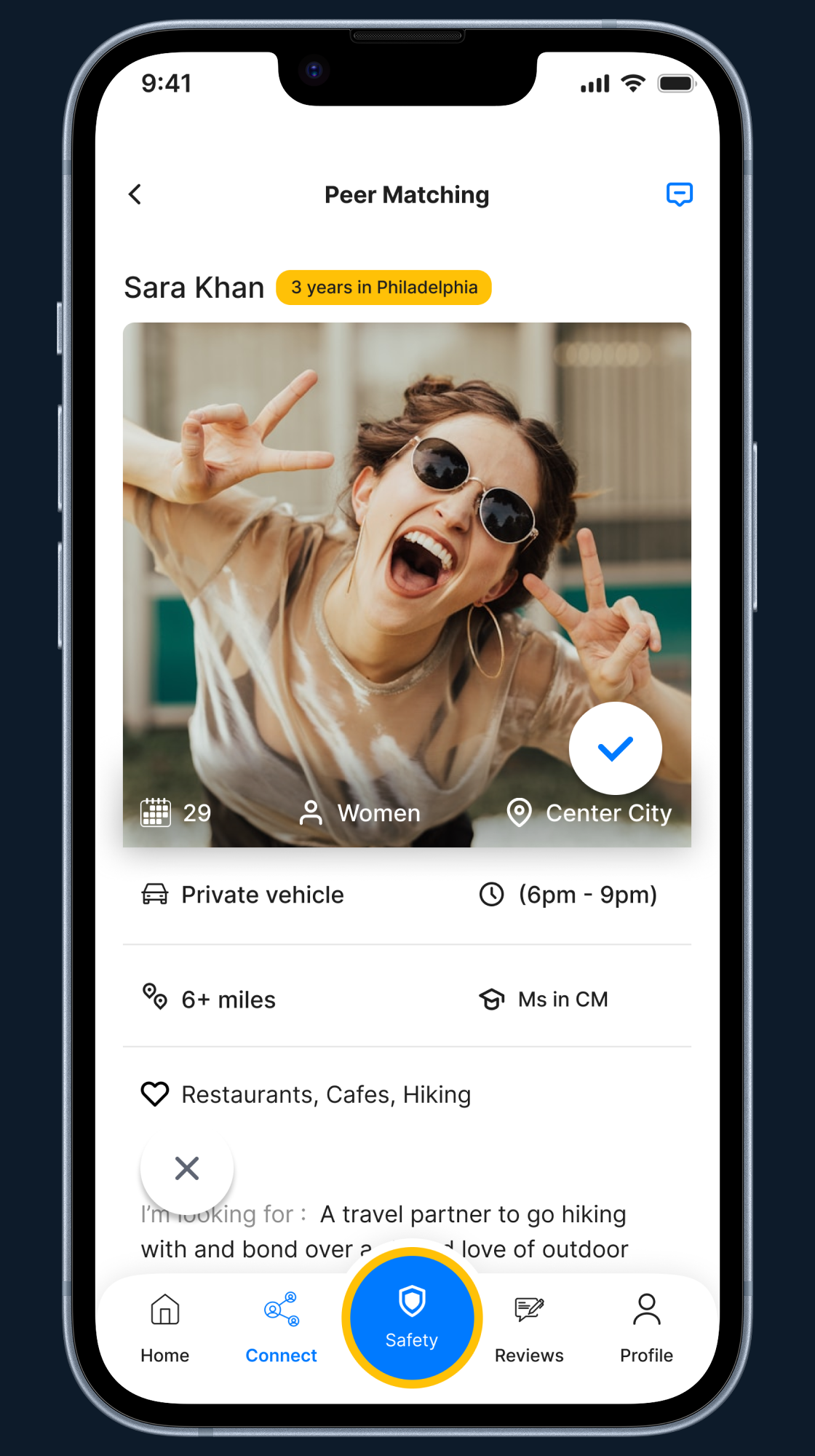 Peer connect screen