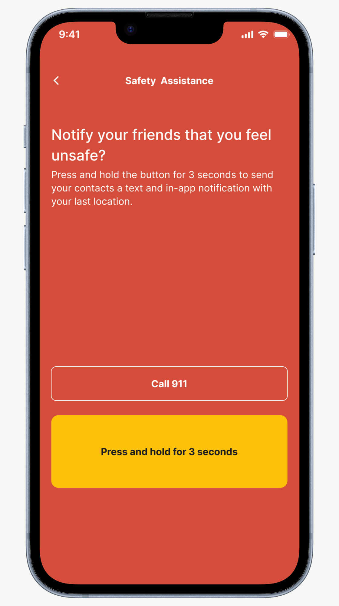 Safety alert screen